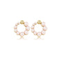 Golden Ear Stud with Pink Pearl Shine 13 mm