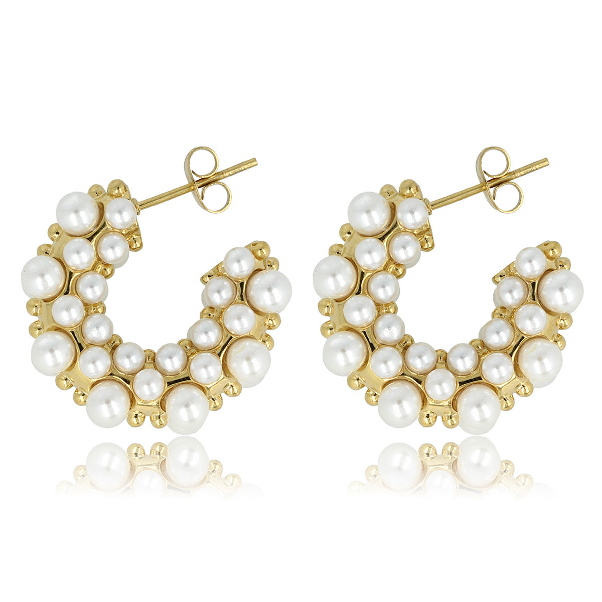 Luxe Gouden Oorbellen met Stralende Witte Parels