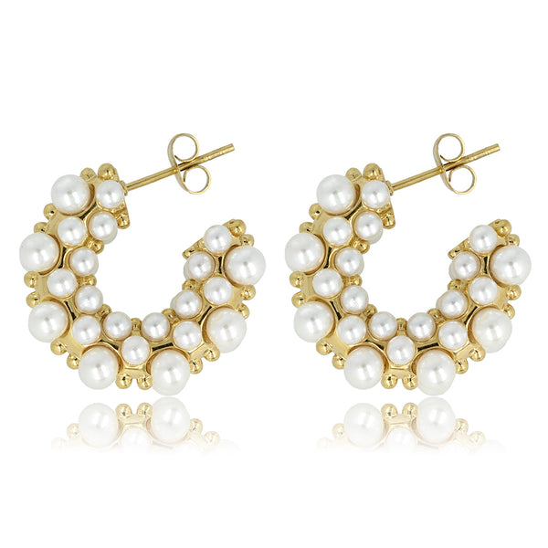 Luxe Gouden Oorbellen met Stralende Witte Parels