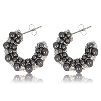 Elegante Zilveren Oorbellen met Zwarte Parel 23mm