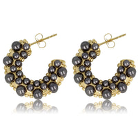 Gouden Oorring met Zwarte Parel Elegantie 23mm