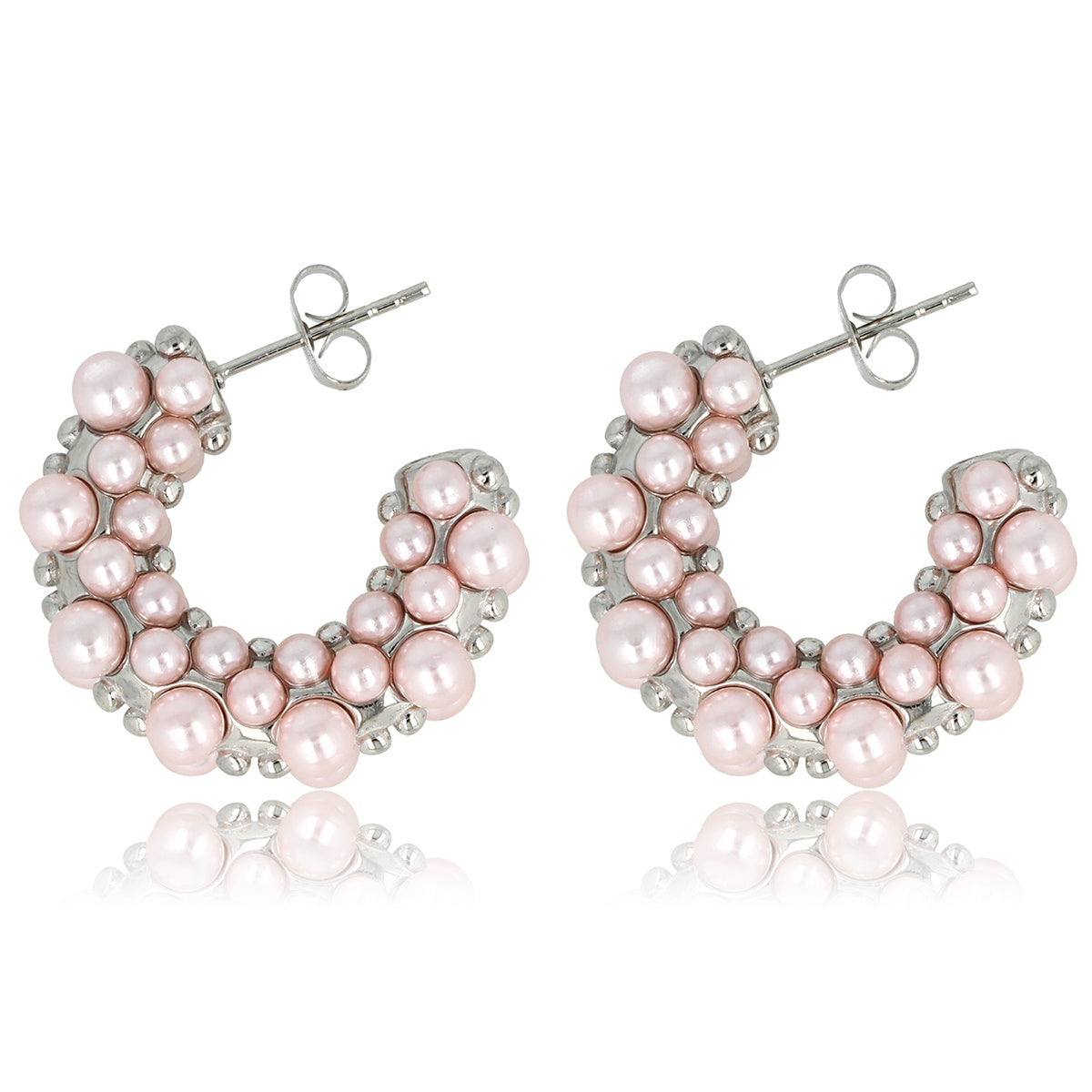 Roze Parel Oorringen van Zilver - 23mm Elegantie