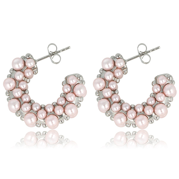 Roze Parel Oorringen van Zilver - 23mm Elegantie