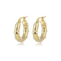 Roze Parel Gouden Oorring Elegantie