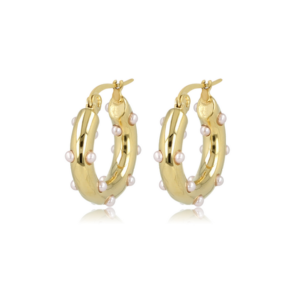 Roze Parel Gouden Oorring Elegantie