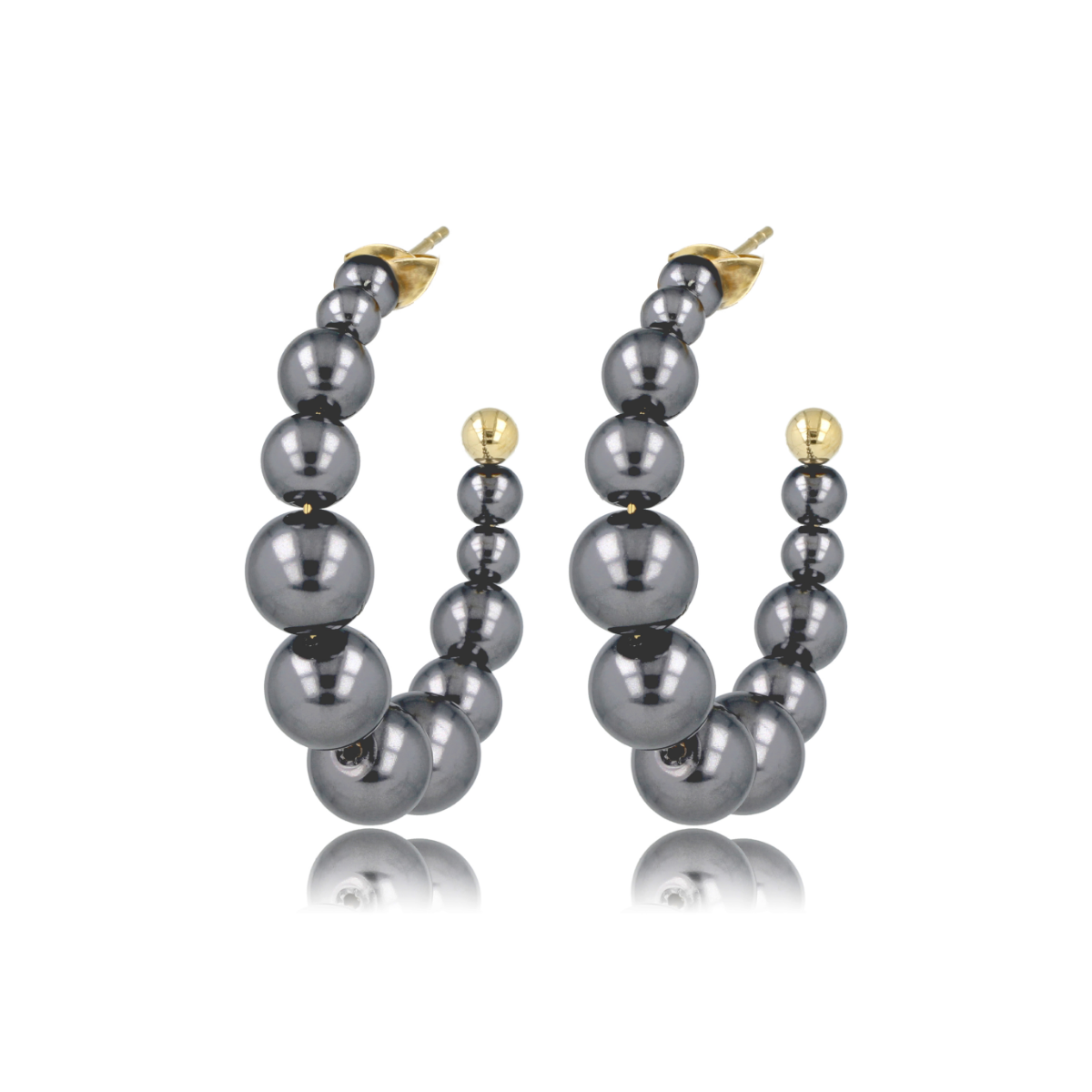 Golden Earrings with Black Pearl Elegance
