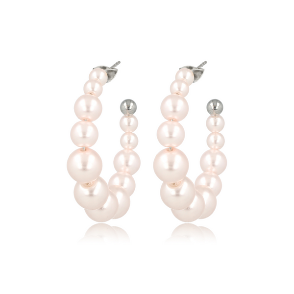 Zilveren Oorringen met Roze Parels - 30mm Stijlvol Design