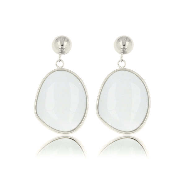 Elegante Zilveren Oorbel met White Aventurine Hanger