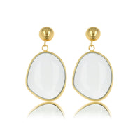 Stralende Gouden Oorbel met White Aventurine Hanger
