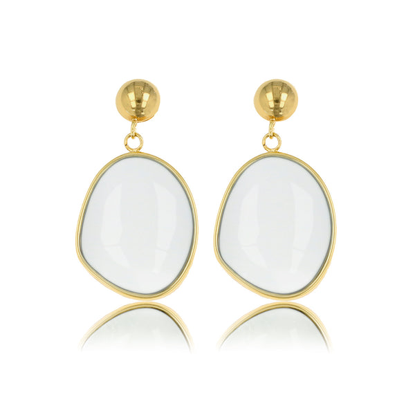 Stralende Gouden Oorbel met White Aventurine Hanger