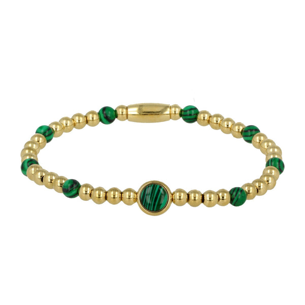 Edelstenen armband met Malachite bedel - My Bendel