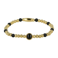 Edelstenen armband met Onyx bedel en stainless steel