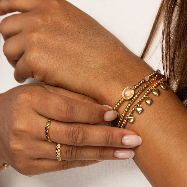 Elastische Armband met Harten bedels - Stijlvol Accessoire - My Bendel