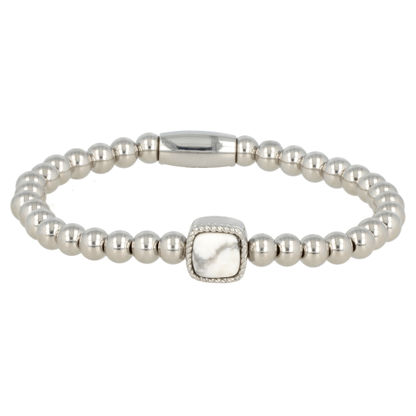 Elastische Howlite Armband - Luxe stainless steel Design - My Bendel