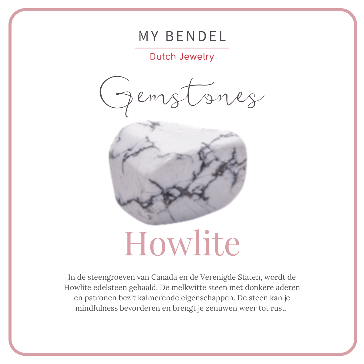 Elastische Howlite Armband van stainless steel - Luxe Sieraad - My Bendel