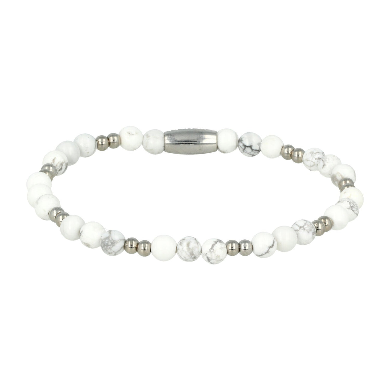 Elastische Howlite Armband van stainless steel - Luxe Sieraad - My Bendel