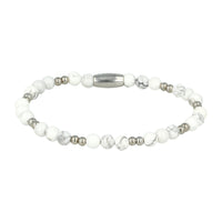 Elastische Howlite Armband van stainless steel - Luxe Sieraad