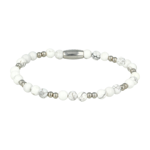 Elastische Howlite Armband van stainless steel - Luxe Sieraad - My Bendel