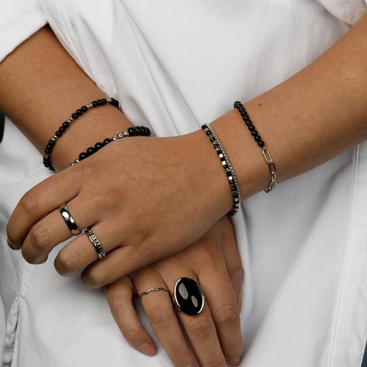 Elastische Onyx Armband - Luxe stainless steel Design - My Bendel
