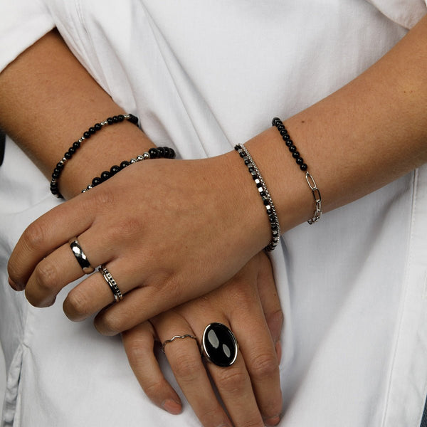 Elastische Onyx Armband - Luxe stainless steel Design - My Bendel