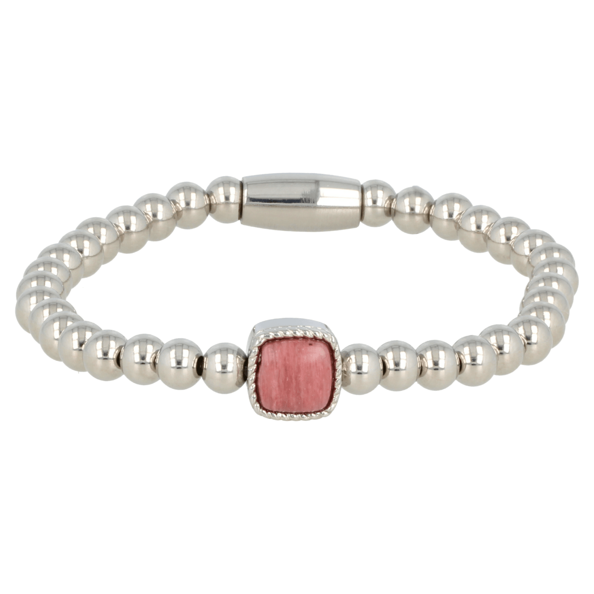 Elastische Rhodonite Armband - Luxe stainless steel Dames - My Bendel