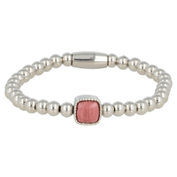 Elastische Rhodonite Armband - Luxe stainless steel Dames
