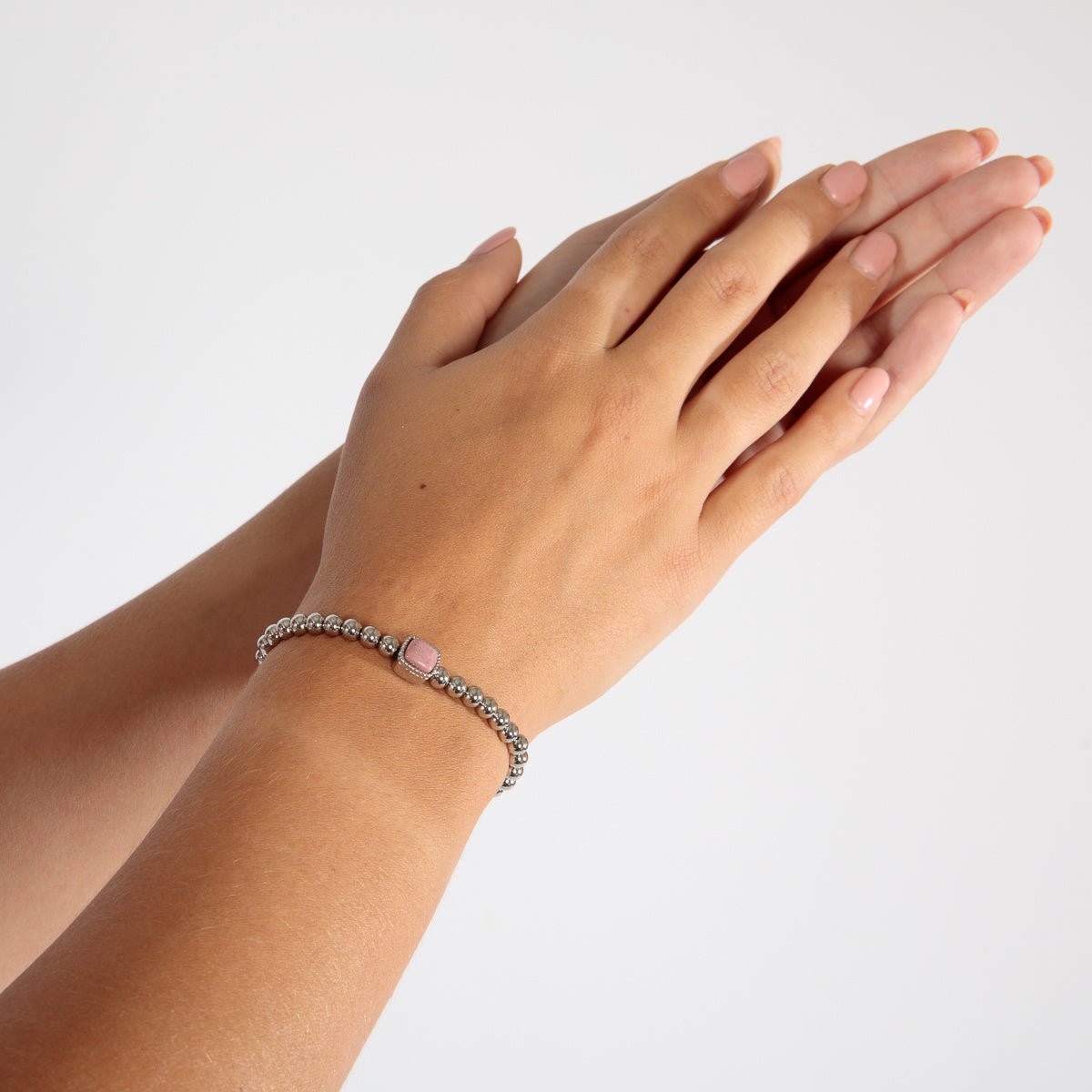 Elastische Rhodonite Armband - Luxe stainless steel Dames - My Bendel