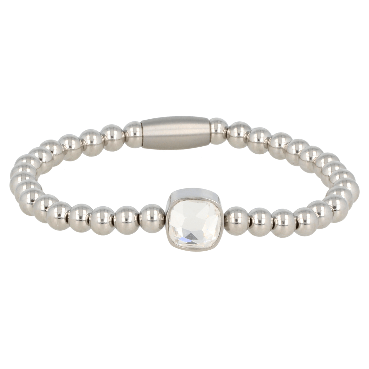 Elastische stainless steel Damesarmband met Kristal bedel - My Bendel