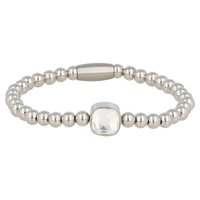 Elastische stainless steel Damesarmband met Kristal bedel