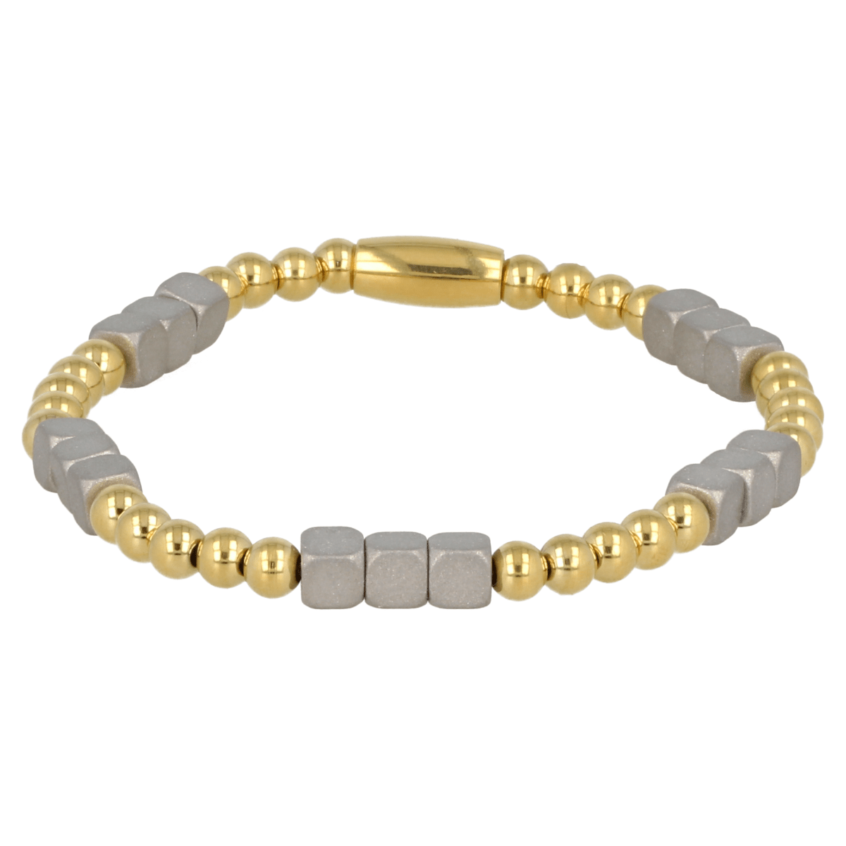 Elastische XS Armband met Goudkleurige Cubes - My Bendel