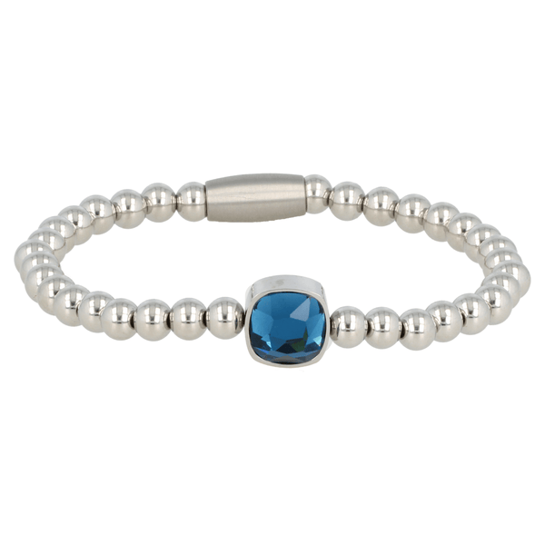 Elastische Zilveren Armband met Blauwe Kristal bedel - My Bendel