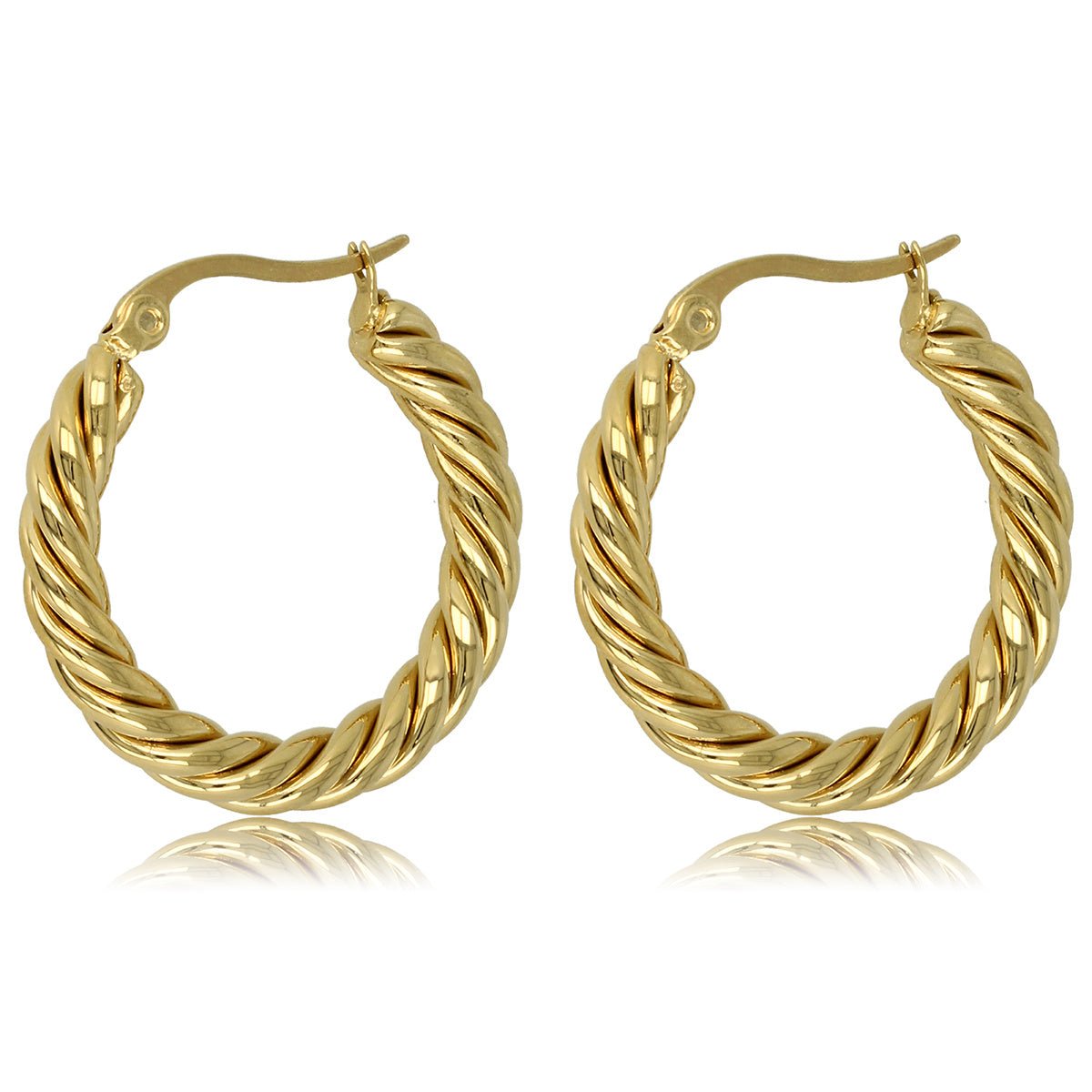 Elegante Gedraaide Gouden Oorring 25x3 mm - My Bendel