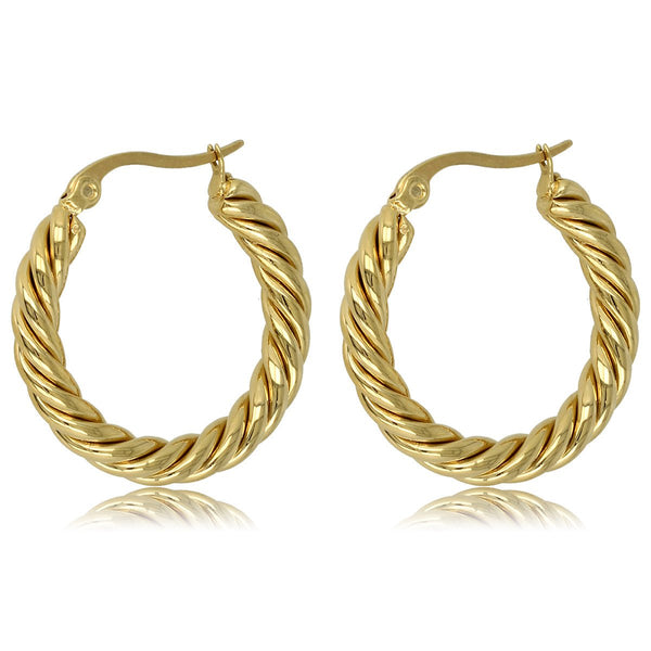 Elegante Gedraaide Gouden Oorring 25x3 mm - My Bendel