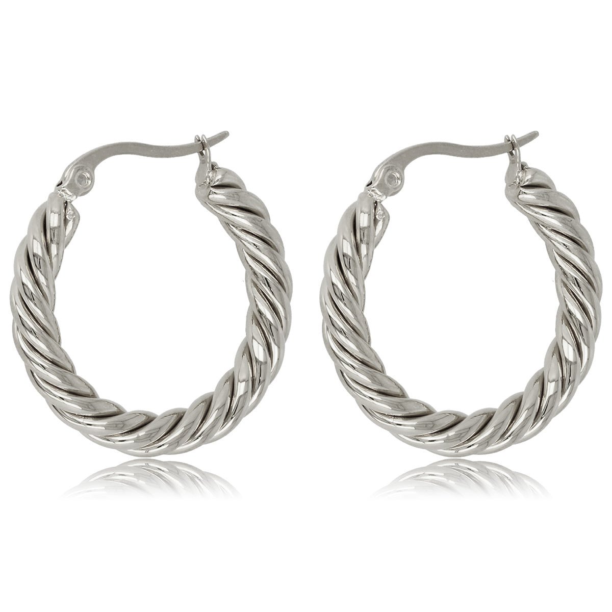 Elegante Gedraaide Zilveren Oorring 25x3 mm - My Bendel