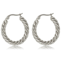 Elegante Gedraaide Zilveren Oorring 25x3 mm