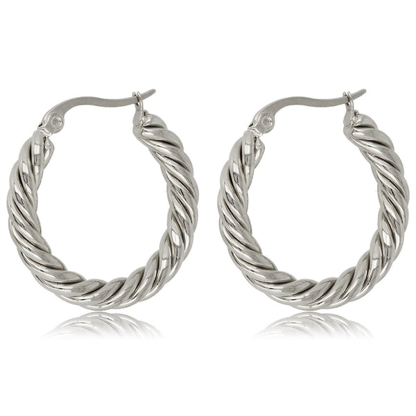 Elegante Gedraaide Zilveren Oorring 25x3 mm - My Bendel