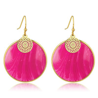 Elegante Gouden Oorbel met Rose Stripe Agate en Bloem