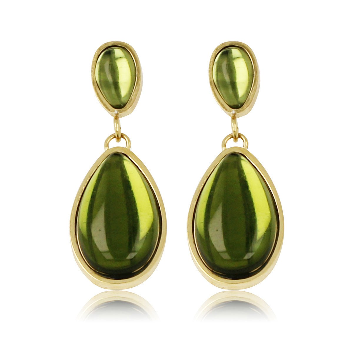 Elegante Gouden Oorbellen met Groene Druppelsteen - My Bendel