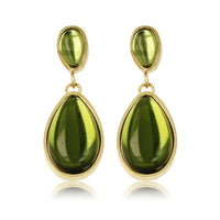 Elegante Gouden Oorbellen met Groene Druppelsteen