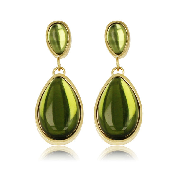 Elegante Gouden Oorbellen met Groene Druppelsteen - My Bendel