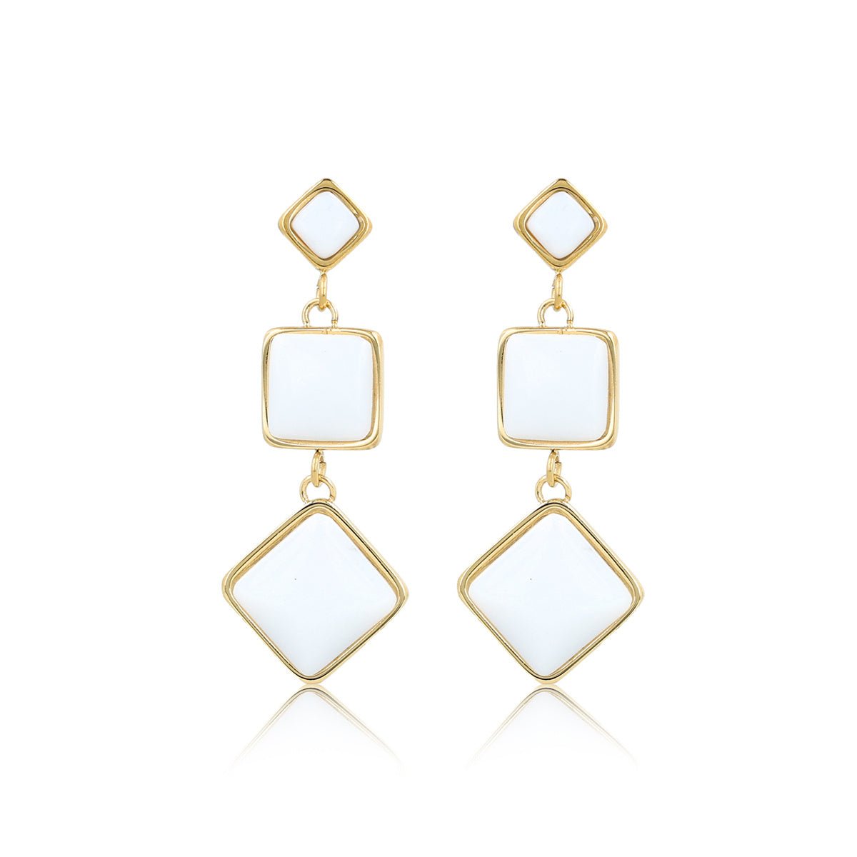 Elegante Gouden Oorbellen met White Aventurine 58mm - My Bendel