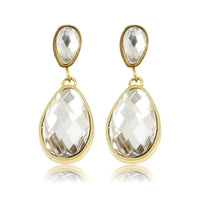 Elegante Gouden Oorbellen met Witte Kristaldruppel