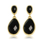Elegante Gouden Oorbellen met Zwarte Druppelsteen - My Bendel
