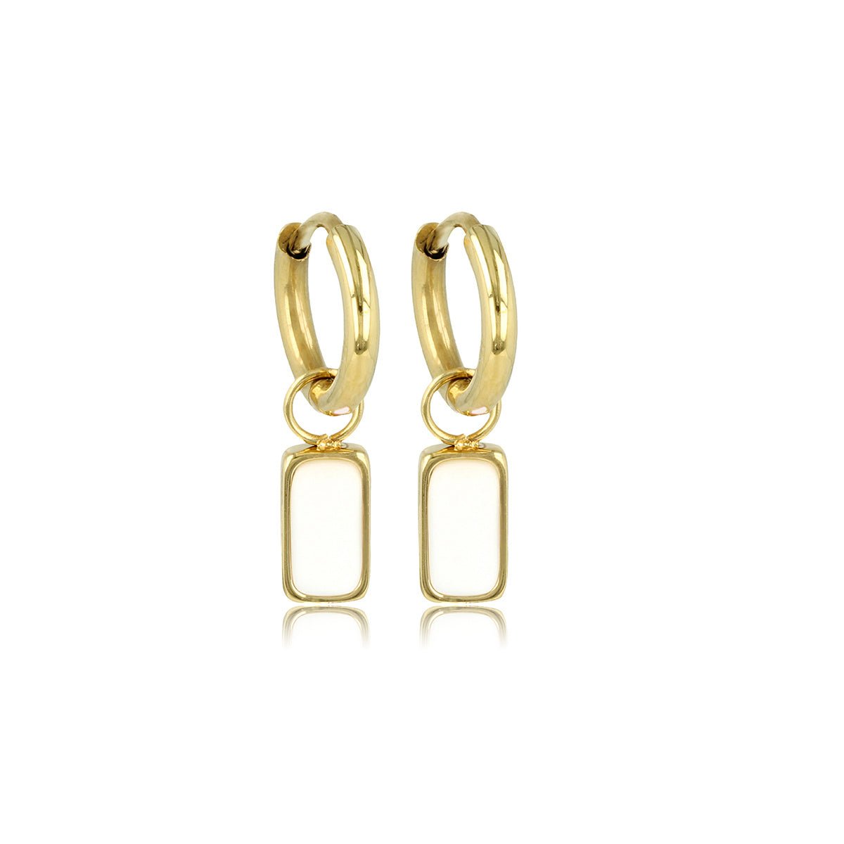 Elegante Gouden Oorringen met White Aventurine Hanger - My Bendel