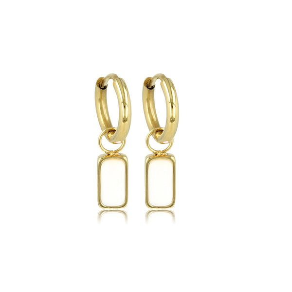 Elegante Gouden Oorringen met White Aventurine Hanger - My Bendel