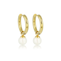Elegante Gouden Oorringen met Witte Parel Charm