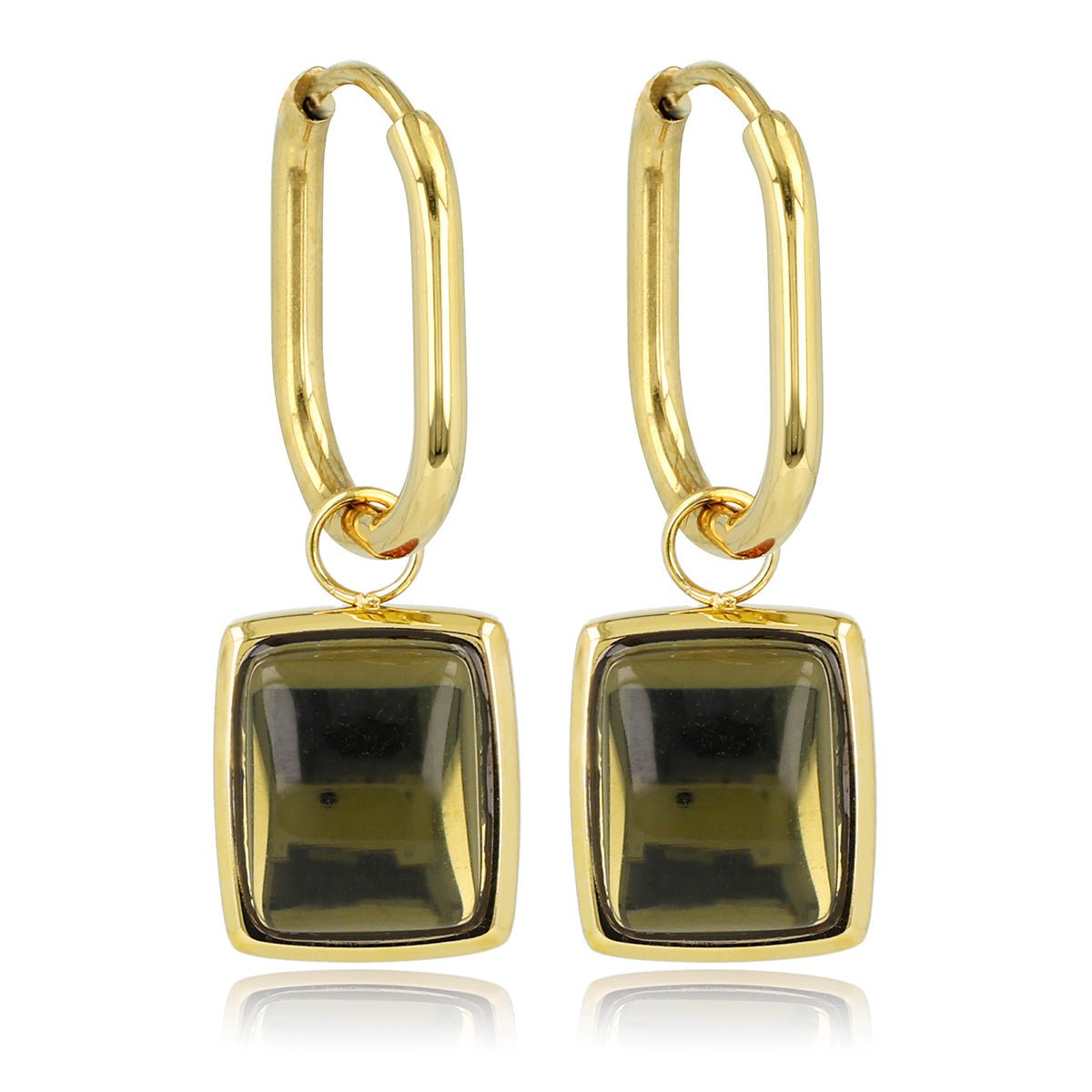 Elegante Ovale Oorringen met Groene Glassteen - My Bendel