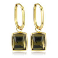 Elegante Ovale Oorringen met Groene Glassteen