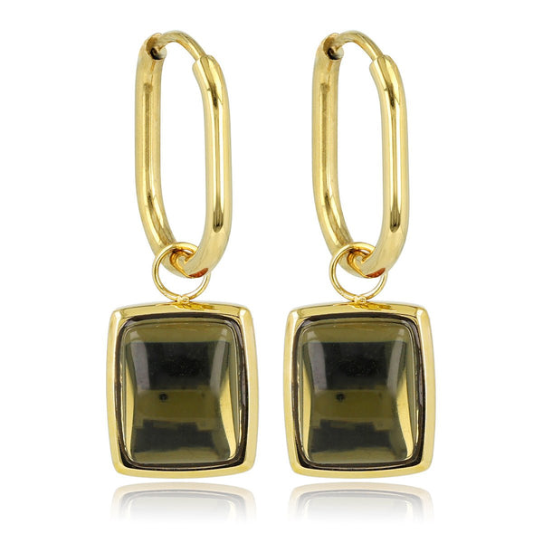 Elegante Ovale Oorringen met Groene Glassteen - My Bendel