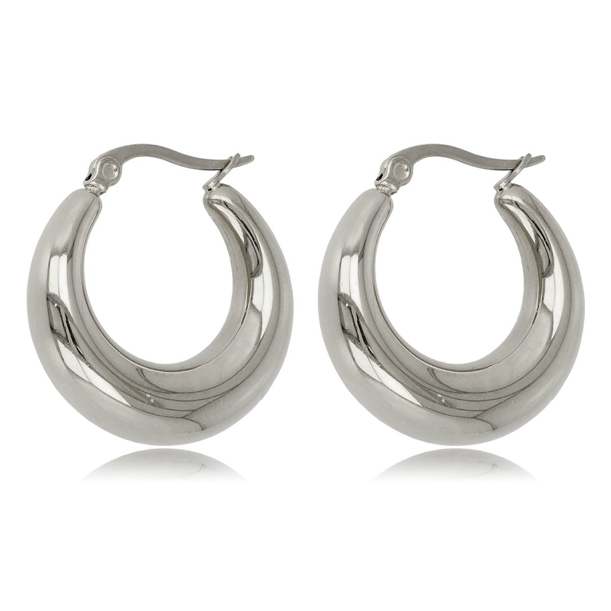 Elegante Zilveren & Edelstalen Oorring 23x7 mm - My Bendel